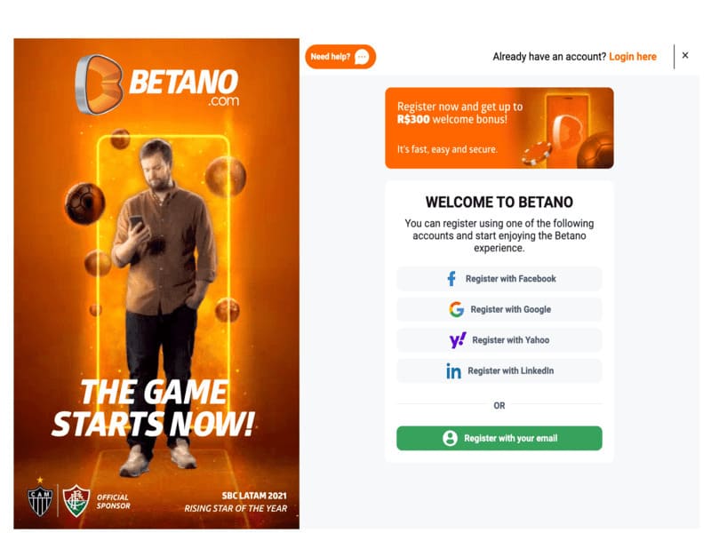 Rejestracja na oficjalnej stronie kasyna online Betano