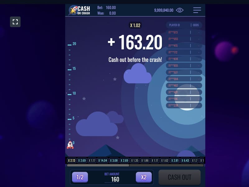 Características del juego Cash or Crash en el casino en línea 1xbet