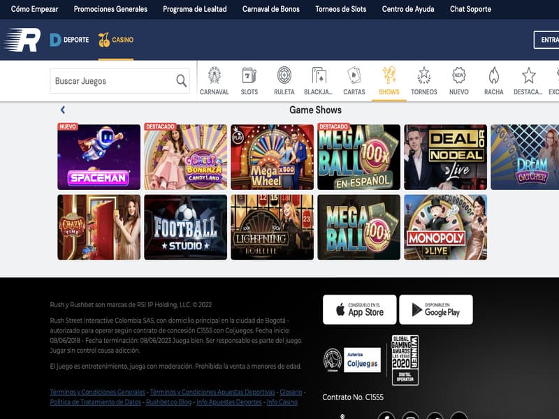 Deposit to Rushbet online casino