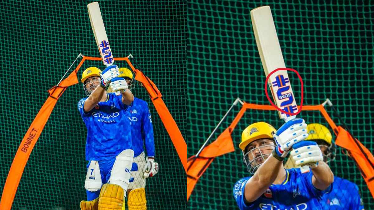 MS Dhoni with his new bat