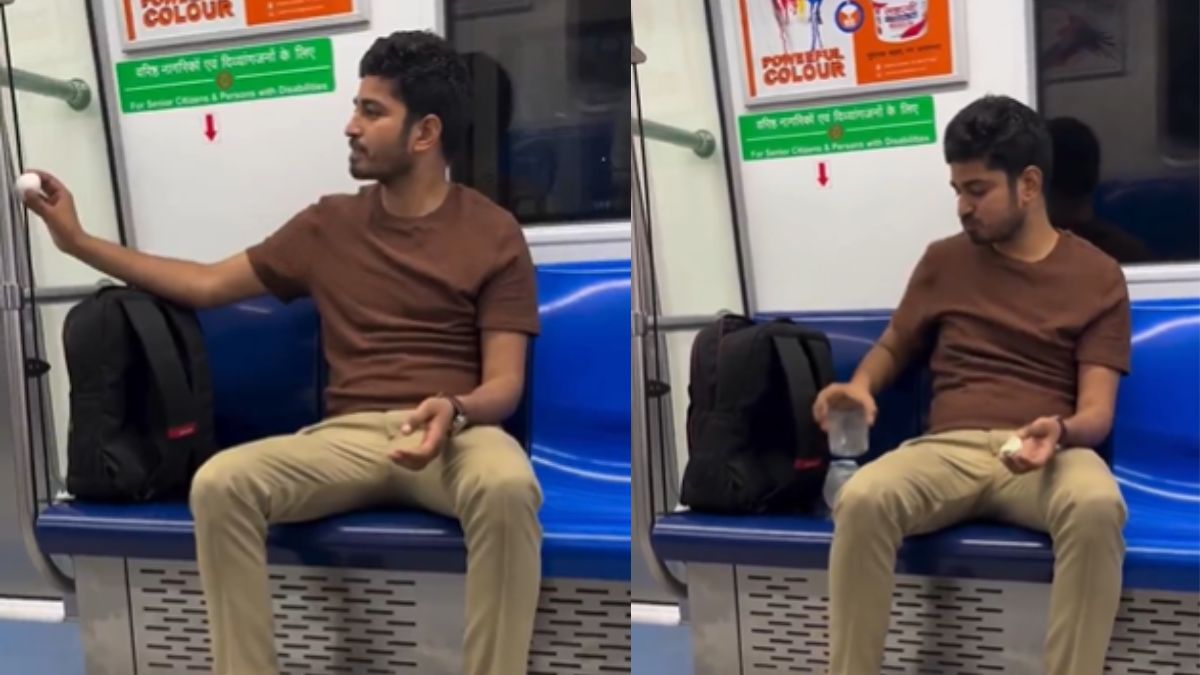 Viral Video: Man Seen Drinking Alcohol and Eating Egg Inside Delhi Metro; Netizens Outraged