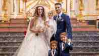 Diogo Jota with his wife and children